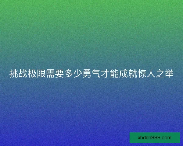 挑战极限需要多少勇气才能成就惊人之举